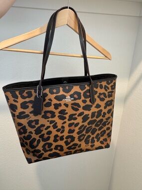 Coach Leopard-Print Tote in Brown and Black